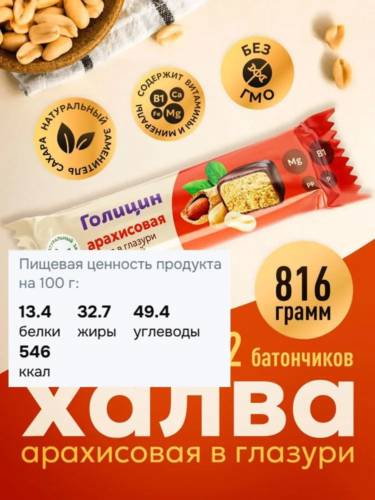 Состав и пищевая ценность арахисовой халвы в глазури