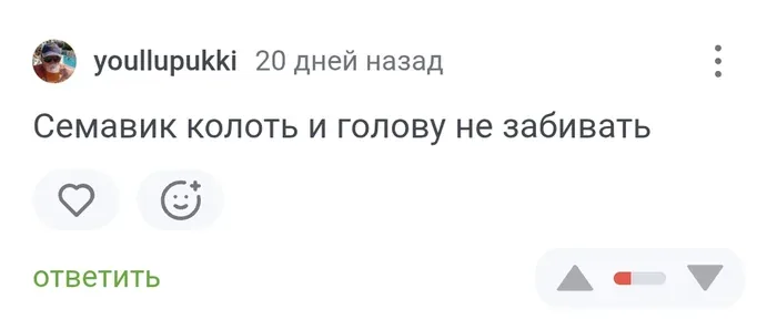 Скриншот с фразой «Семавик колоть и голову не забивать»